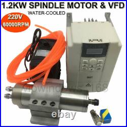 1.2KW Spindle Motor ER11 60000rpm Water-Cooled D62mm&VFD Driver&Bracket&Pump Kit