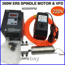 300W Water Cooled Spindle Motor ER8 & 1.5KW VFD Inverter Bracket Pump CNC Kit