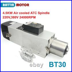 380V BT30 ER25 ATC 4.5KW Water Cooling Spindle Motor VFD &5.5KW inverter CNC kit