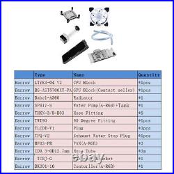 BARROW Water Cooling Kit 360mm Radiator CPU/GPU Block Pump Reservoir Fan Fitting