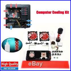 DIY 240mm Heat Sink CPU/GPU Water Block Pump Reservoir LED Fan Water Cooling Kit