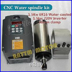 ER16 1.5KW Water-cooled Spindle Motor+VFD Drive 220V+80mm Bracket CNC Router Kit