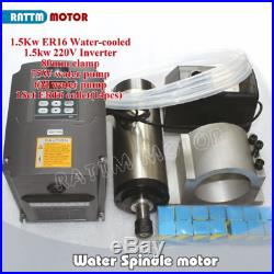 ES 1.5KW ER16 Water Cooled Spindle Motor Milling Kit +Inverter+Clamp +Pump CNC