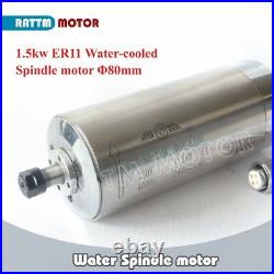 EU1.5KW Water Cooled Spindle Kit 1500W ER11 80mm & 1.5KW HY VFD for CNC
