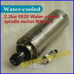 EU2.2KW 220V 80mm Water Cooled Spindle Motor+HY VFD Inverter 2HP 220V CNC Kit