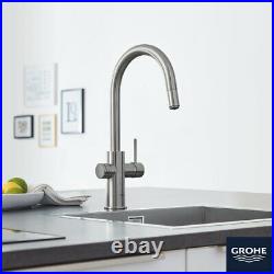 GROHE Blue Home C-Spout Filter Tap, Cool and Sparkling Water Kit in Supersteel