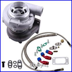GT30 GT3037 UNIVERSAL turbo kit with oil Returned Feed hoses fittings T3 Flange