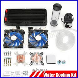 PC 240mm Radiator Reservoir Liquid Water Cooling Cooler Kit CPU GPU Heat