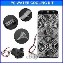 PC Desktop Computer Water Cooling Kit 240mm Liquid Cooler Radiator 2 LED Fan Set