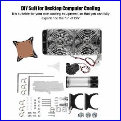 PC Desktop Computer Water Cooling Kit 240mm Liquid Cooler Radiator 2 LED Fan Set
