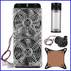 PC Water Cooling DIY Kit Liquid Cooler Radiator 2 LED Fan for Desktop Computer