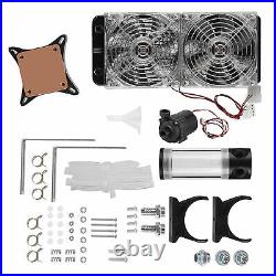 PC Water Cooling DIY Kit Liquid Cooler Radiator 2 LED Fan for Desktop Computer