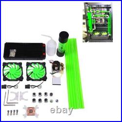 PC Water Cooling Kit CPU Block LED Pump Reservoir Fan Rigid Tube Set