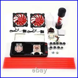 Pro Water Cooling Kit 240mm CPU GPU Block Pump Reservoir 2x LED Fans RH